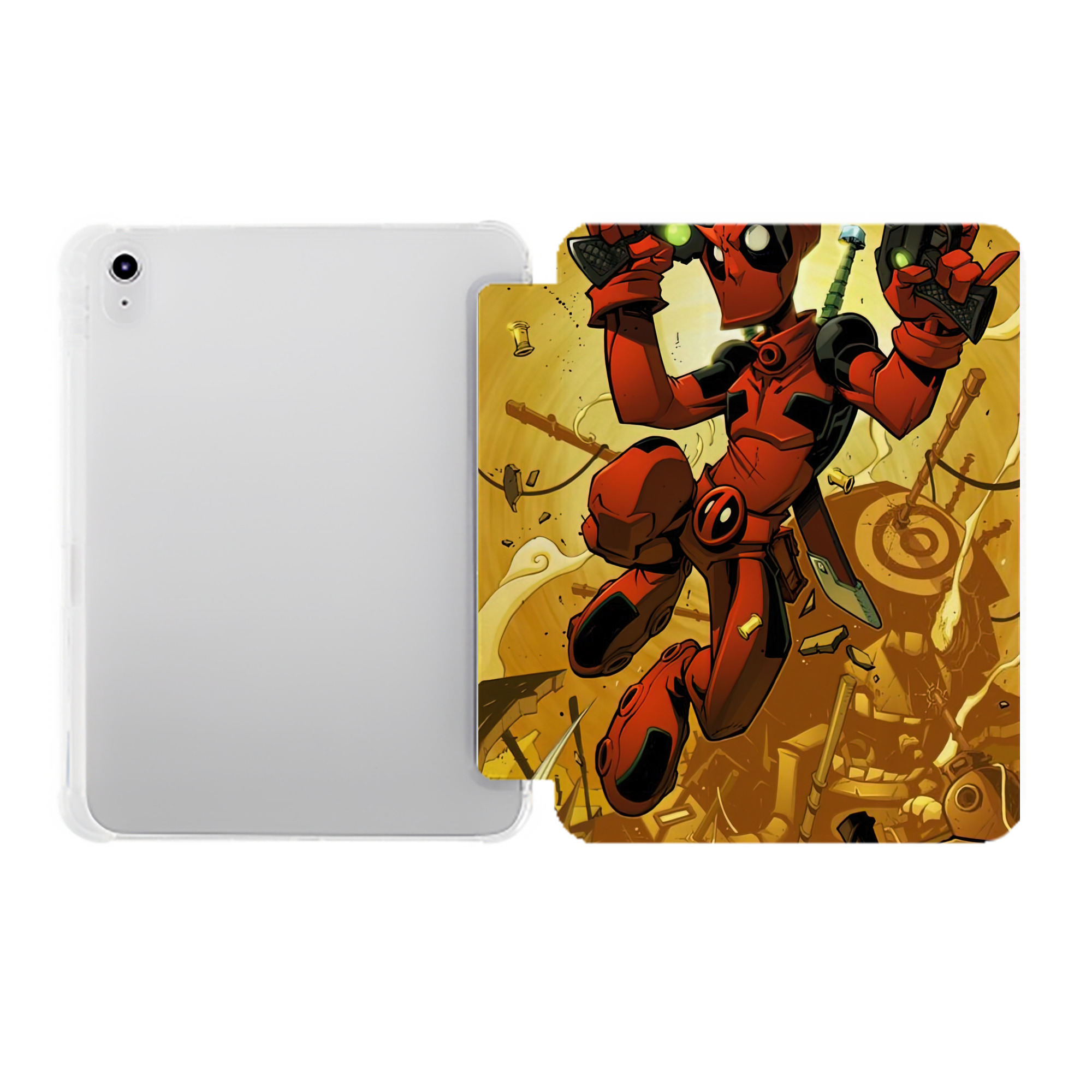 （画像用） Deadpool デッドプール IPad ケース ペン収納付き 三つ折りスタンド PUレザー×シリコン 対応機種9.5/10.5/10.9インチ